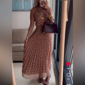 ZARA NWT Polka Dot Halter Dress w Belt